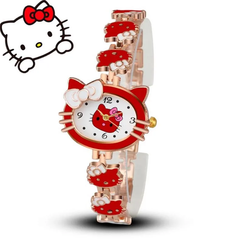 2019 новый бренд hello kitty мультфильм часы для женщин детское платье кварцевые
