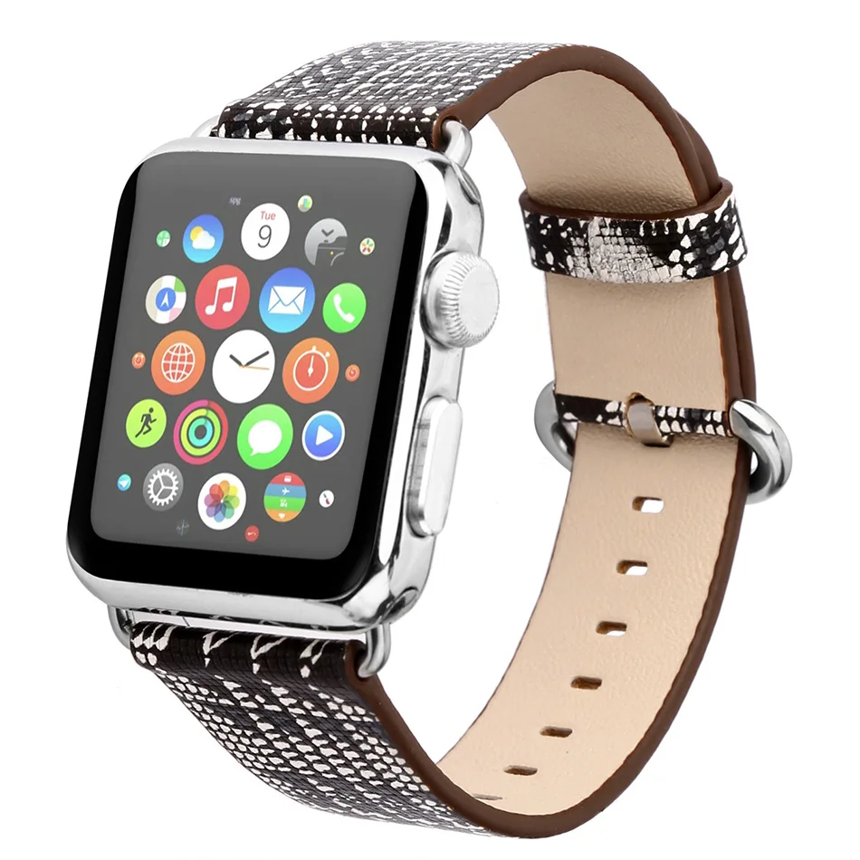 Ремешок из натуральной кожи для Apple Watch Band 42 мм 44 40 женский браслет с узором в виде