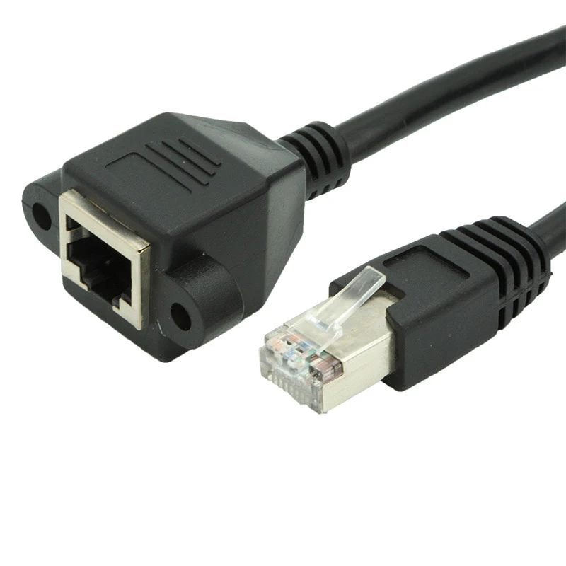 Черный RJ45 мужского и женского пола Сетевой удлинитель винт для кабеля Панель