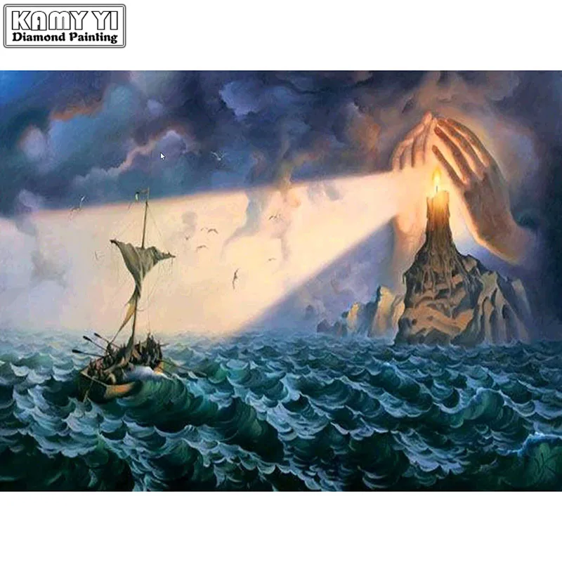 Алмазная вышивка 5d сделай сам картина с подсветкой в морском стиле крестиком