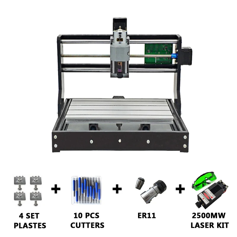 Package 3 ЧПУ 1610 Pro GRBL 1,1 Diy мини лазерный станок 3 оси pcb фрезерный лазерный станок DIY деревянный маршрутизатор лазерная гравировка работа в автономном режиме - Цвет: Package 3