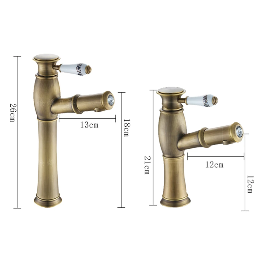 Античный латунный выдвижной смеситель для раковины домашний горячей/холодной