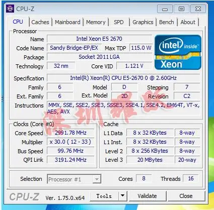 Процессор Intel Xeon E5 2670 Φ ЦПУ (20M кэш 2 60 ГГц 8 00 GT/s IntelQPI) GA 2011 SROKX C2 Стандартная