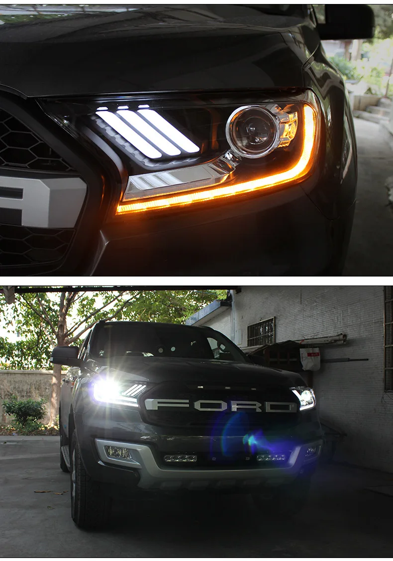 D-YL автомобильный Стайлинг для Ford фара дальнего света- Ford Everest светодиодный головной фонарь Hid вариант Angel Eye биксеноновые фары аксессуары