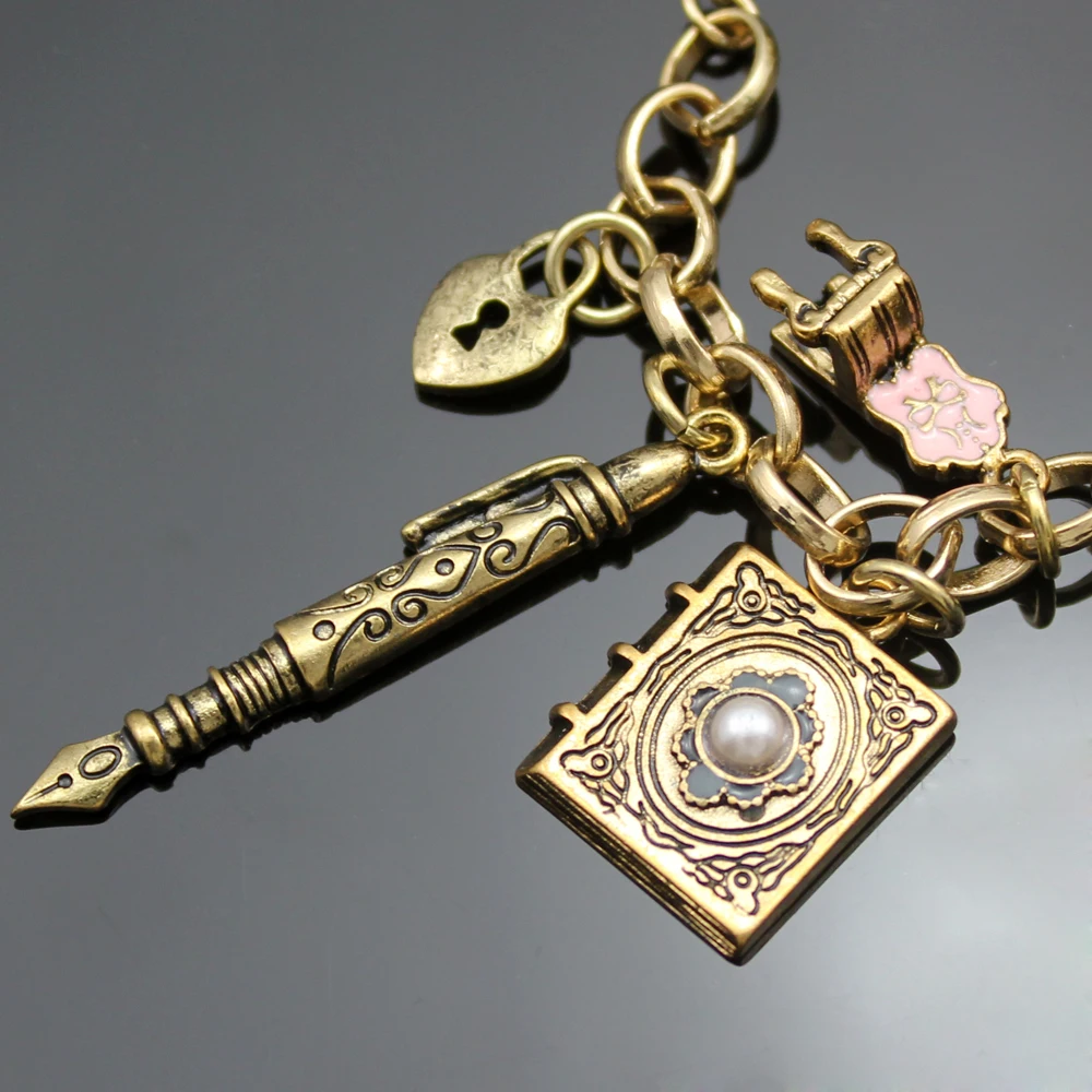 Винтажные зеркальные подвески в стране чудес бусины звеньевая цепь браслеты с