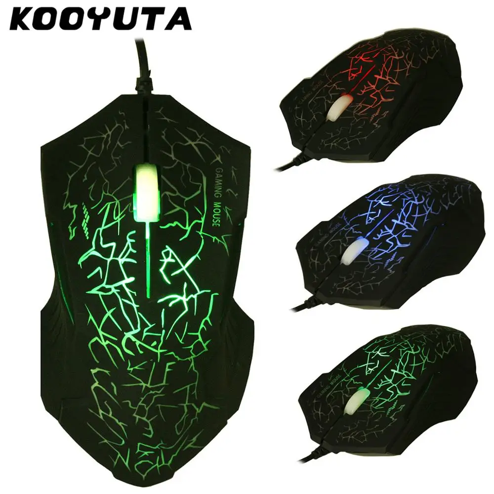 USB проводной светящийся игровой компьютер KOOYUTA с 3 кнопками компьютерная игровая