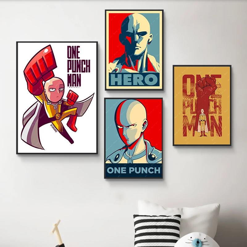 Мультфильм ONE PUNCH MAN японское аниме детская комната крутые холщовые картины