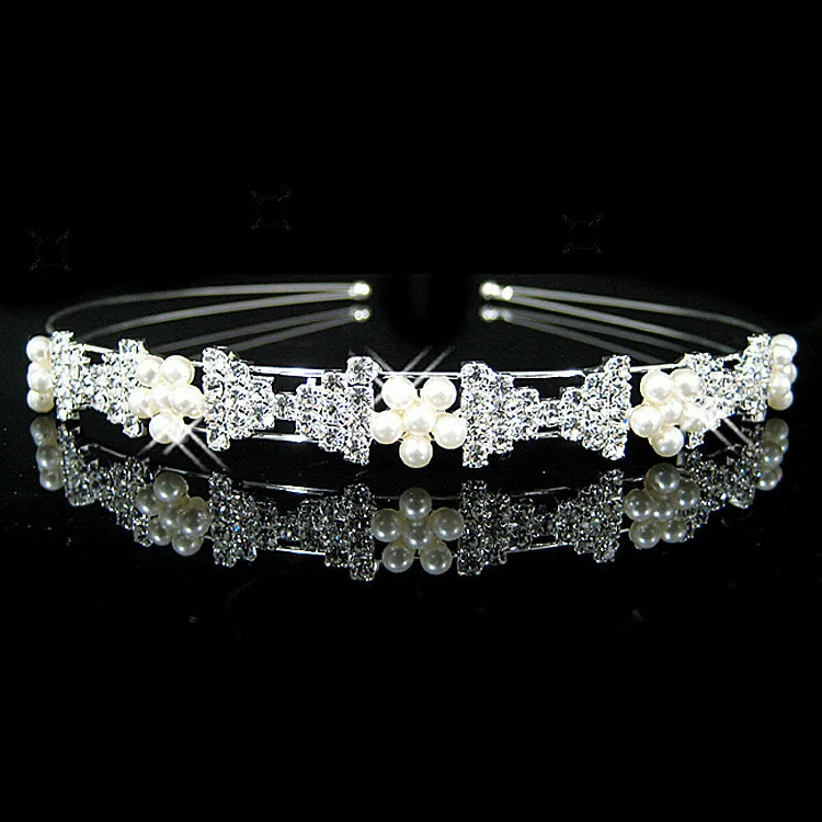 7 Модные ювелирные изделия невесты короны жемчужина; стразы; хрусталь корона свадебный цветок Девушка Тиара Принцесса повязка на голову - Окраска металла: 7
