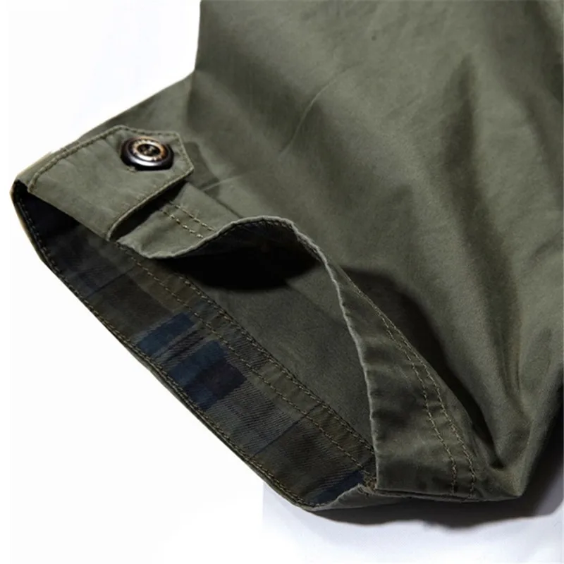 Рубашка мужская хлопковая с коротким рукавом цвета хаки весна-лето | Мужская