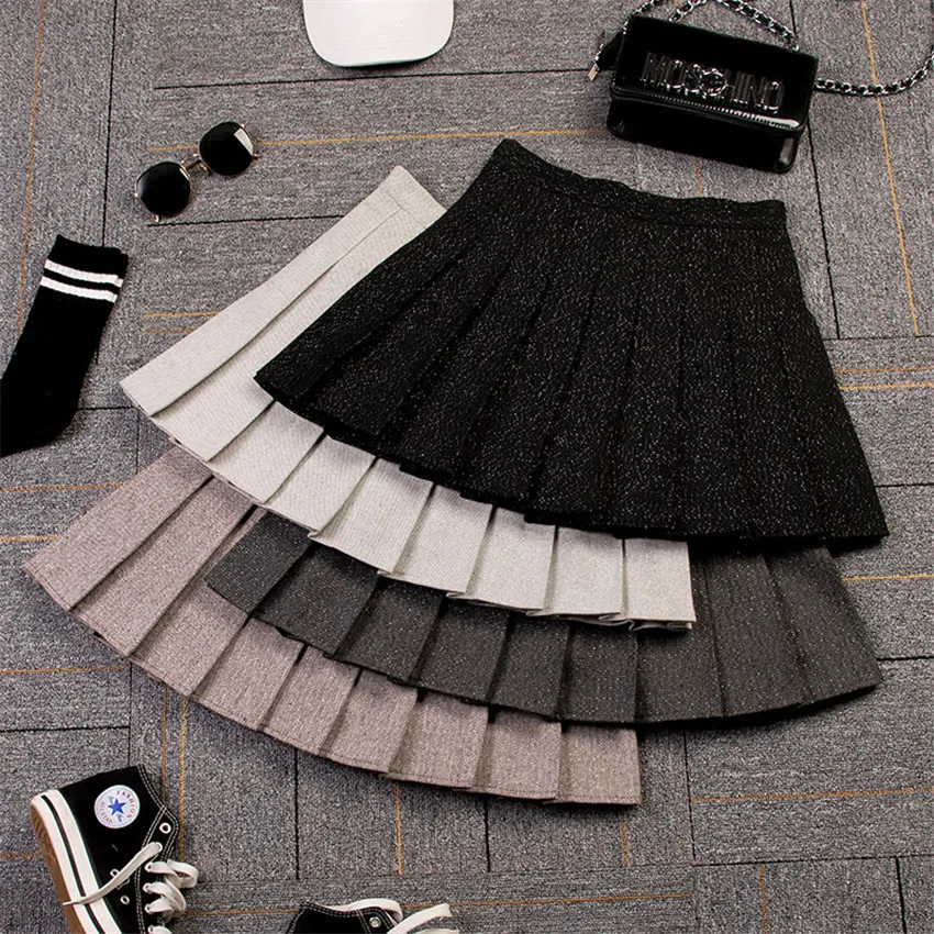 Gowyimmes Winter Big Size S-3XL Women High Waist Pleated Woolen Skirt Windproof Solid kawaii Lady Skirts Harajuku Mini 232 | Женская