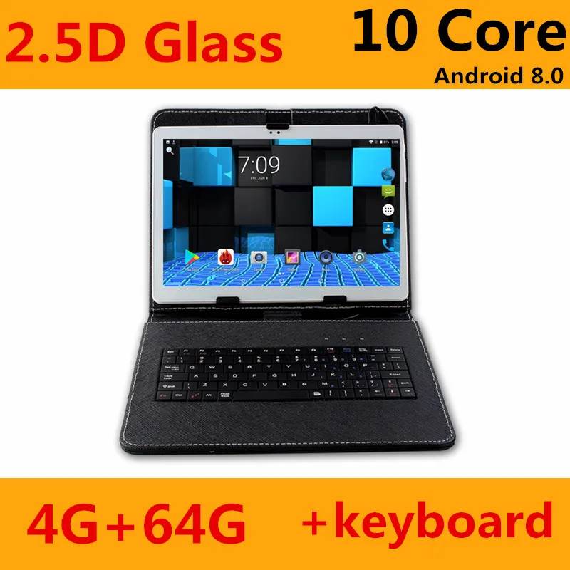 64G add keyboard 3G Free shipping Android Tablet PC Tab Pad 10 Inch IPS 10 Core 4GB RAM 64GB ROM Dual SIM Card LTD Phone Call 10.1" Tablets - Комплект: 64G add keyboard 3G