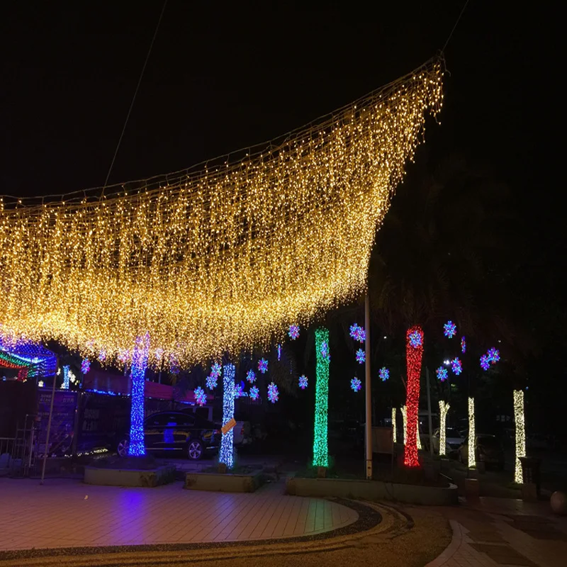 Christmas lights 216LEDs Curtain Icicle String Light Droop 0.5m 0.6m 0.7m Fairy Garland for New Year Home garden shop Decoration | Лампы и