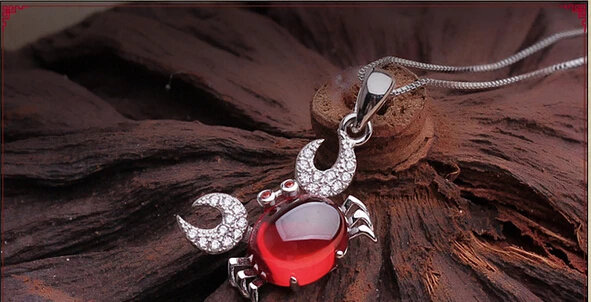 Чистое Серебро новый бренд 925 серебро краб кулон ожерелье с коробкой цепи микро