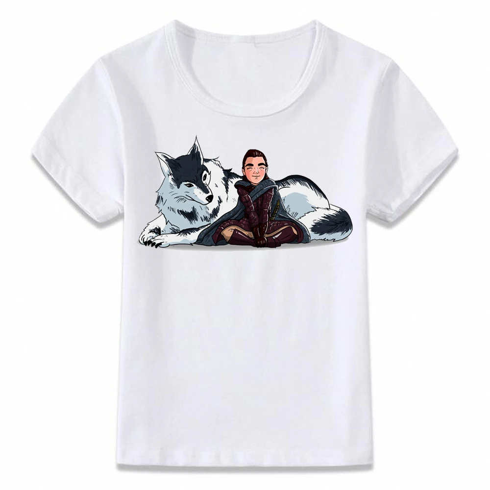 Детская одежда футболка детская для мальчиков и девочек Arya and Nymeria The Direwolf рубашки