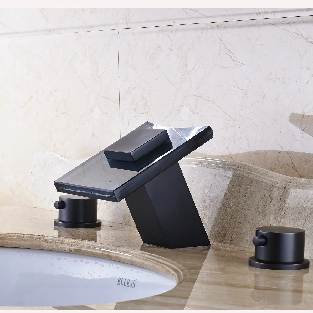 Uythner LED Color Changes Bathroom Faucet Mixer Tap Deck Mounted For 8&quot Sink | Обустройство дома