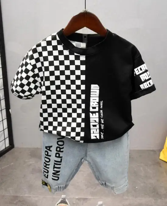 2pcs set Новейший Летний комплект одежды для мальчиков, Детская футболка с короткими рукавами+ шорты, костюм детская одежда топы, штаны Одежда для детей от 2 до 6 лет - Цвет: 2pcs set