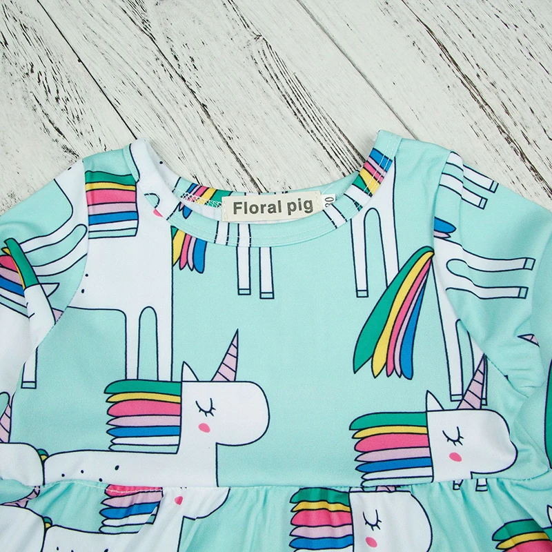 Fashion Spring Kids Dress For Girls Cotton Cartoon Unicorn Long Sleeve Baby Dresses Children's Clothing 0-3 Year | Детская одежда и