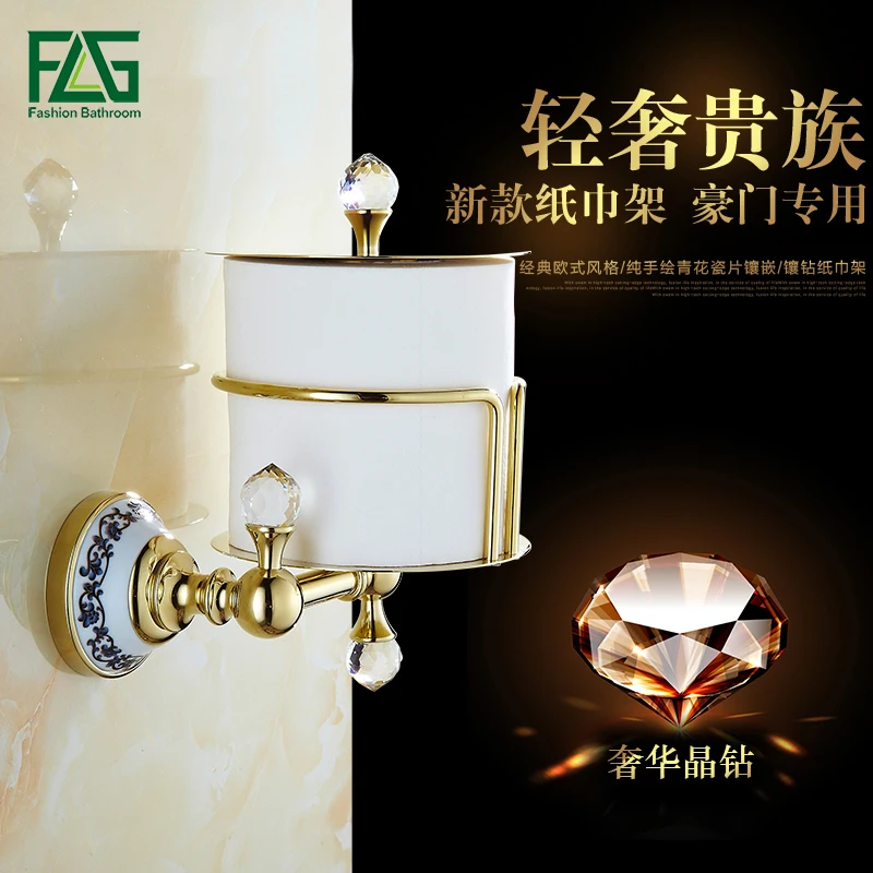 Роскошная хрустальная латунная золотая коробка FLG для бумаги держатель
