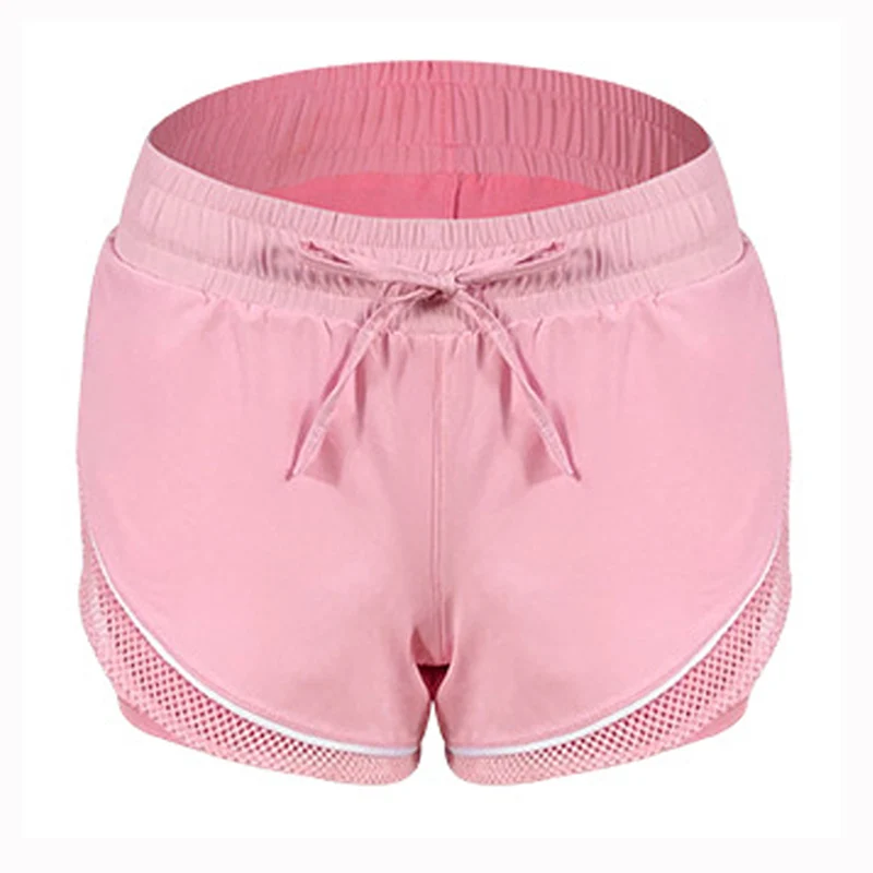 Pink BINAND спортивные шорты для женщин, двухслойные женские шорты для йоги, шорты из спандекса для фитнеса, женские быстросохнущие шорты для тренировок, тренажерного зала, сексуальные шорты - Цвет: Pink