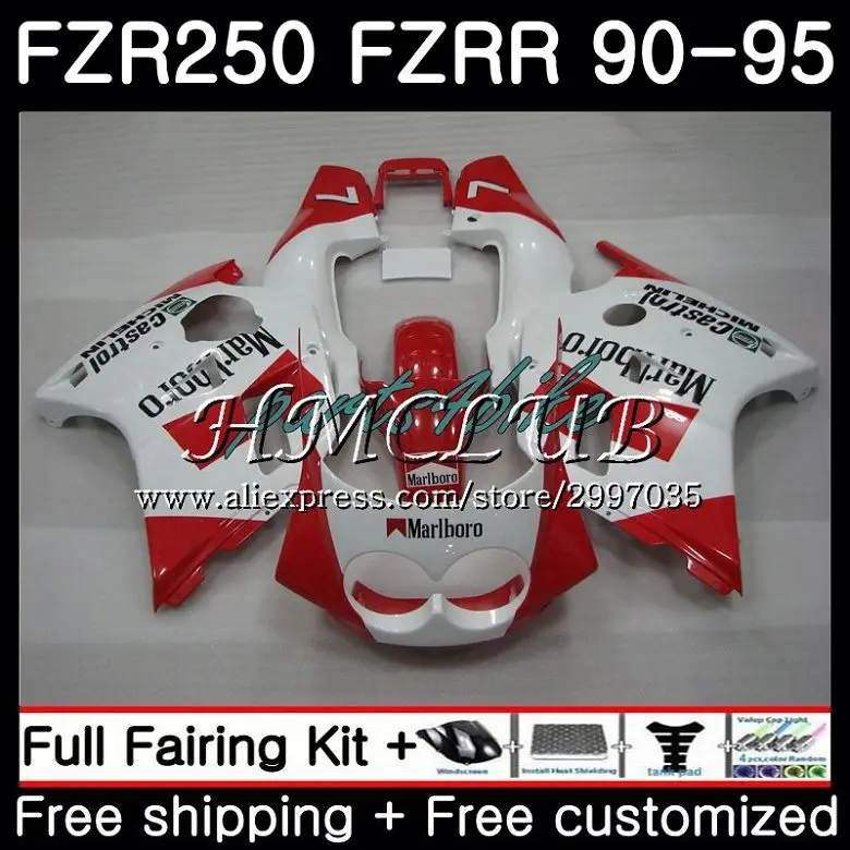 

FZR250R For YAMAHA FZR-250 1990 1991 1992 1993 1994 1995 2HC.6 FZRR FZR 250 250R R FZR250 90 91 92 93 94 95 Red white Fairing