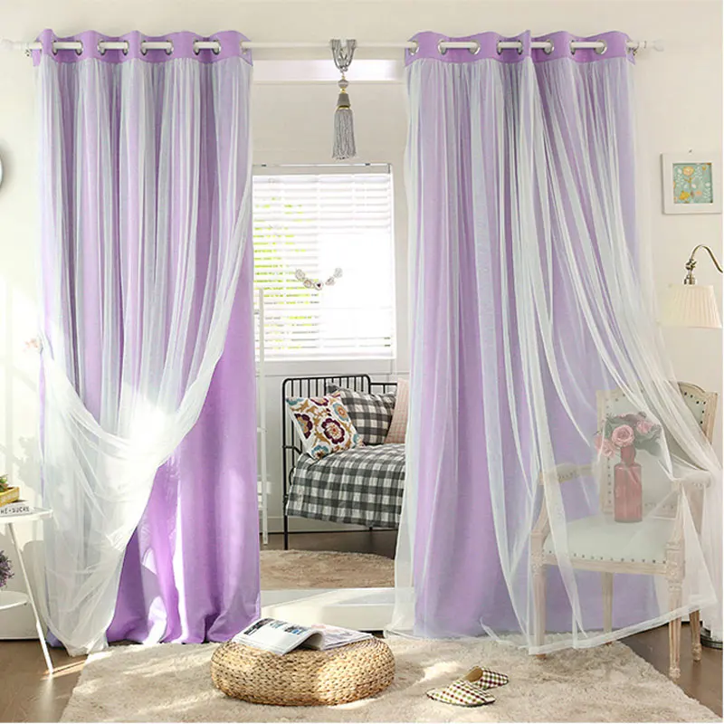 

New Arrival elegant pure color double layer window blackout curtain for living room villa hotel curtains for bedroom 0118