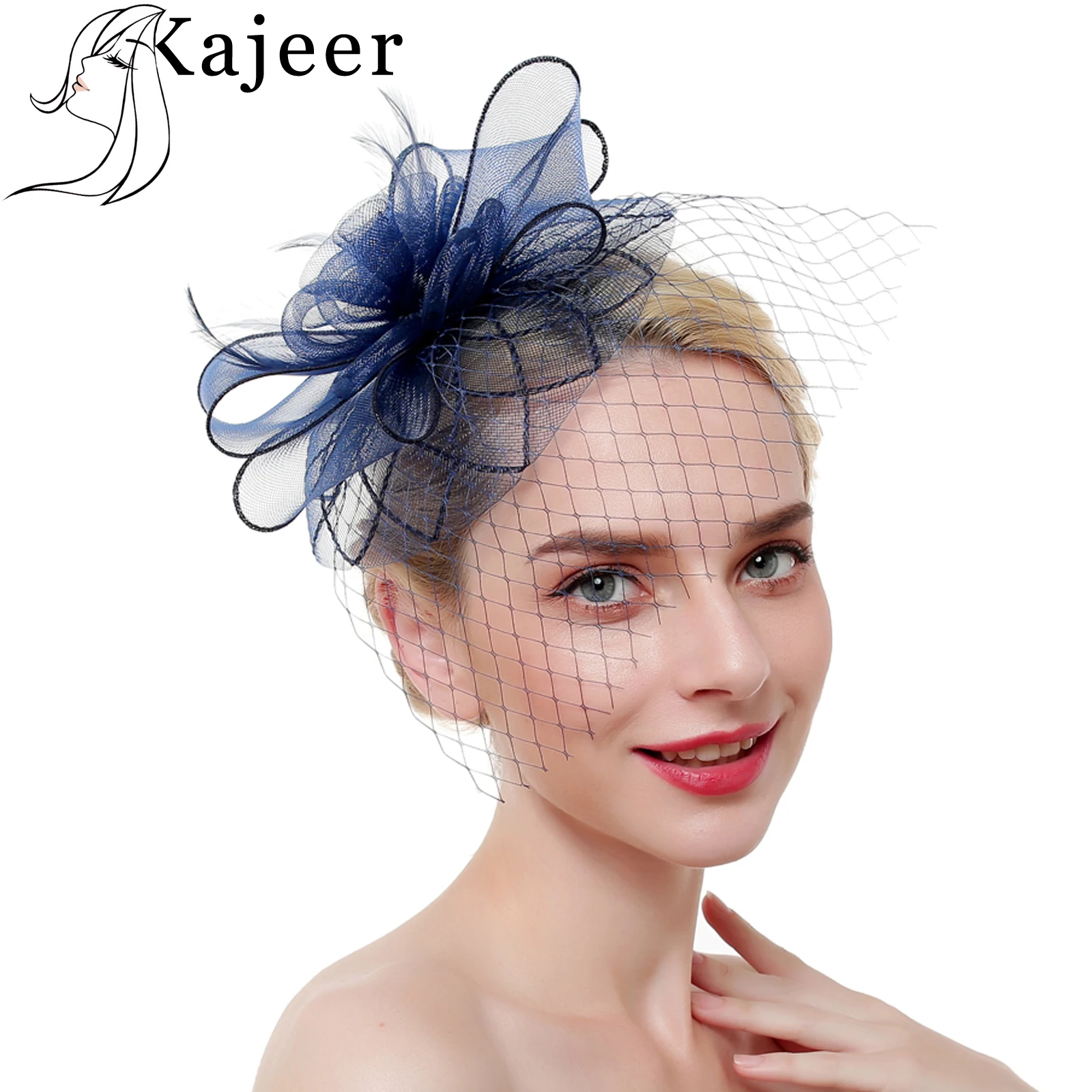 Kajeer стиль женские перьевые сетки Hairwear чародейные шляпы лошадь гонки праздничные шапки невесты пряди волос аксессуары для волос