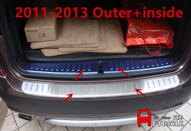 

Stainless Steel Outer+inside Rear Bumper Guard Plate Decoration Trim 1pcs Glossy FOR BMW X3 F25 2011 2012 2013/2014 2015