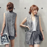 2 piece outfits for women suit female summer commercial ol linen temperament sleeveless vest shorts casual fashion suit