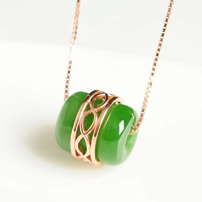 Подвеска из натуральной яшмы и нефрита для женщин