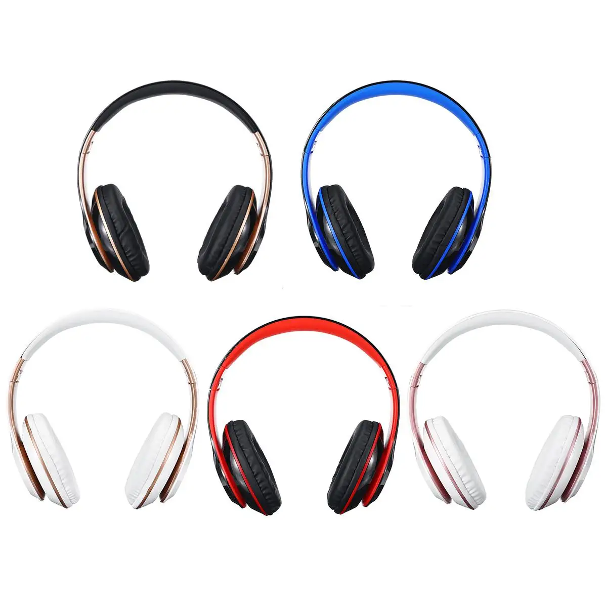 Bluetooth над ухом складные наушники Беспроводная стереогарнитура шумоподавление с микрофоном TF FM для ПК/сотовых телефонов/ТВ/компьютера