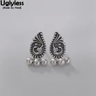 Женские серьги-гвоздики из серебра в виде этнического павлина пробы, 100% пробы