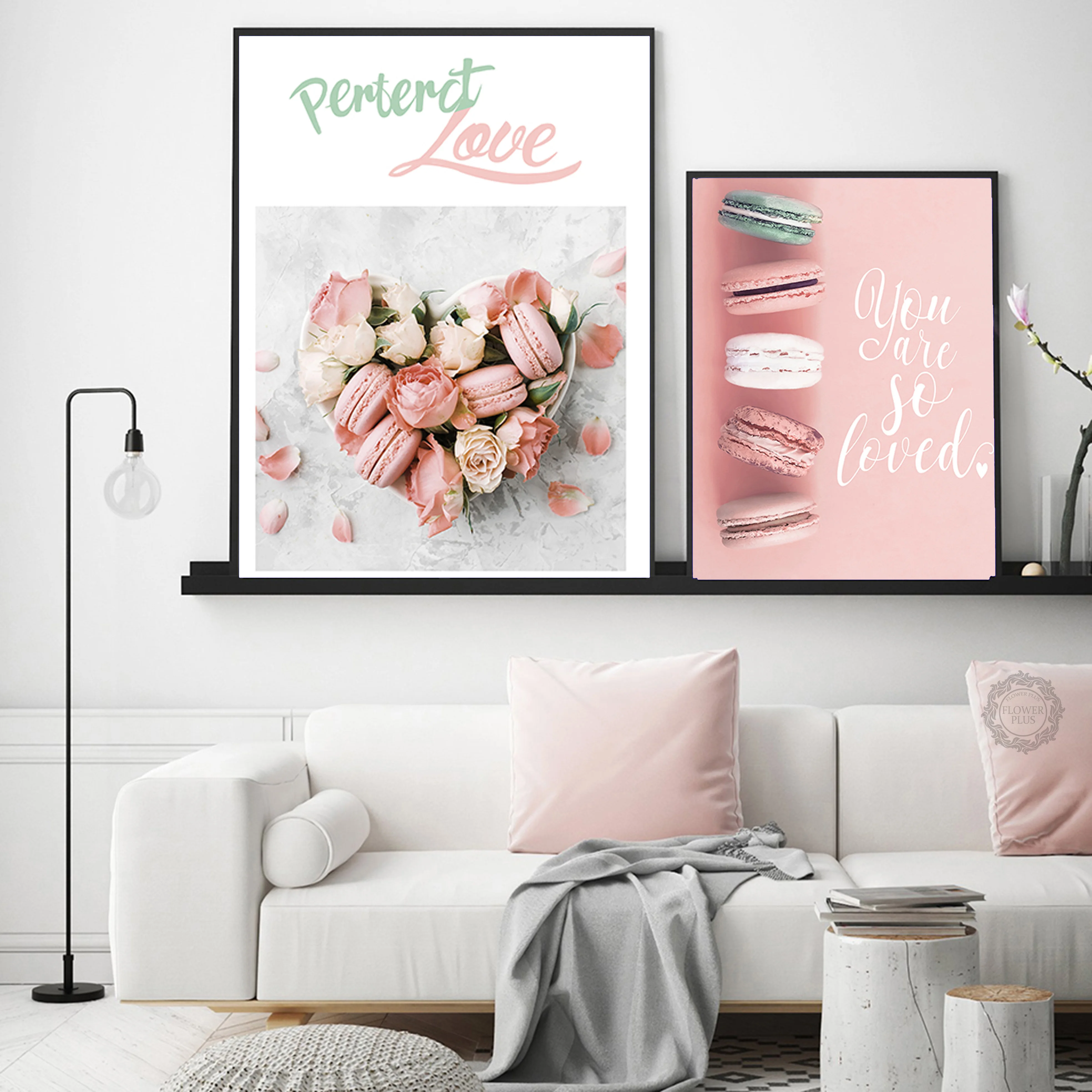 Скандинавский постер с принтом розовых макаронов цветов десертов настенные