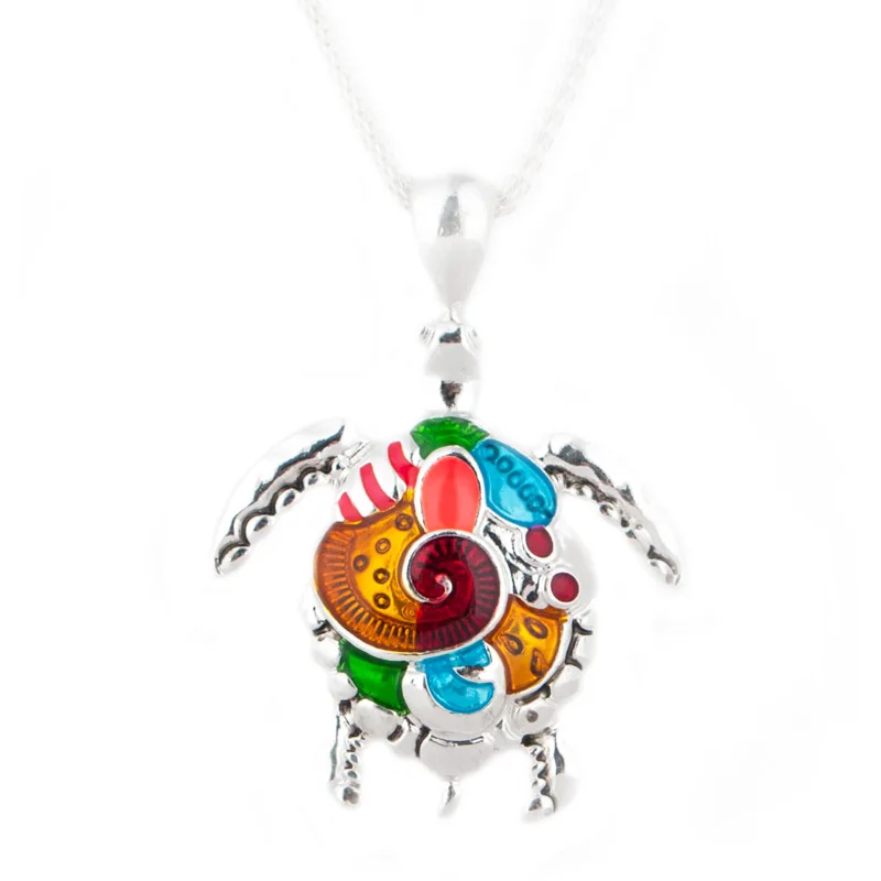 Морская черепаха красочные Цепочки и ожерелья эмаль Винтаж Этническая море