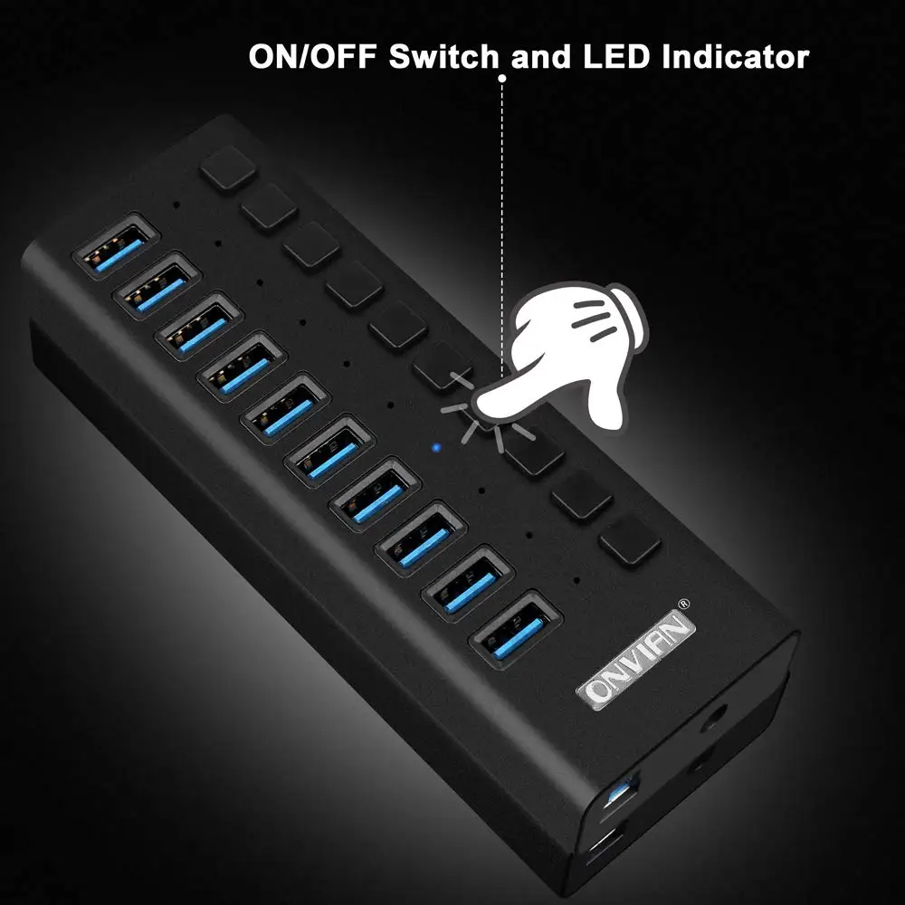 Onvian USB 3 0 концентратор 10 портов 5 Гбит/с высокоскоростной сплиттер с