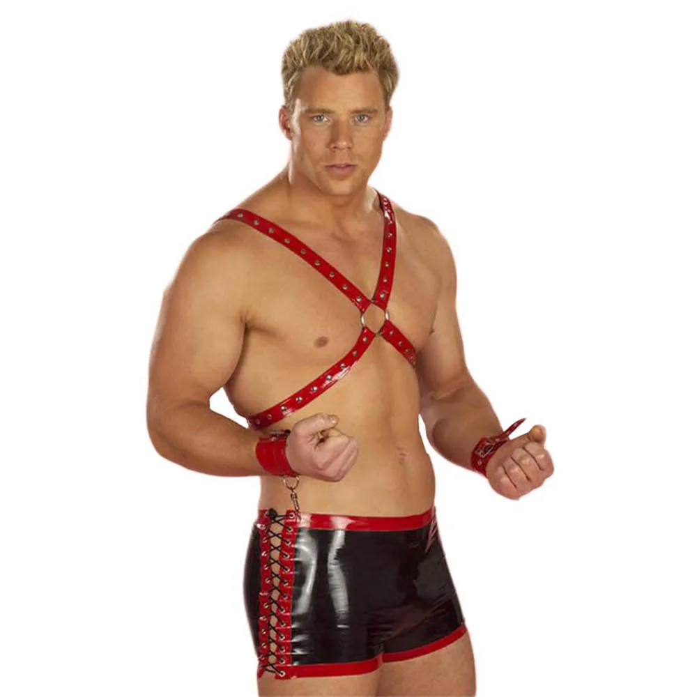 

Mens Patent Leather Boxer Shorts Wetlook Clubwear Gay Underwear Erotic Boxershorts Men Harness Lingerie Leather Couple Underwear
