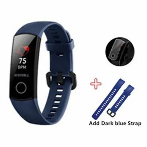 blue-Dark blue-film huawei Honor Band 4 AMOLED цветной 0,95 дюймовый сенсорный смарт-браслет 50 м профессиональный водонепроницаемый датчик сердечного ритма - Цвет: blue-Dark blue-film