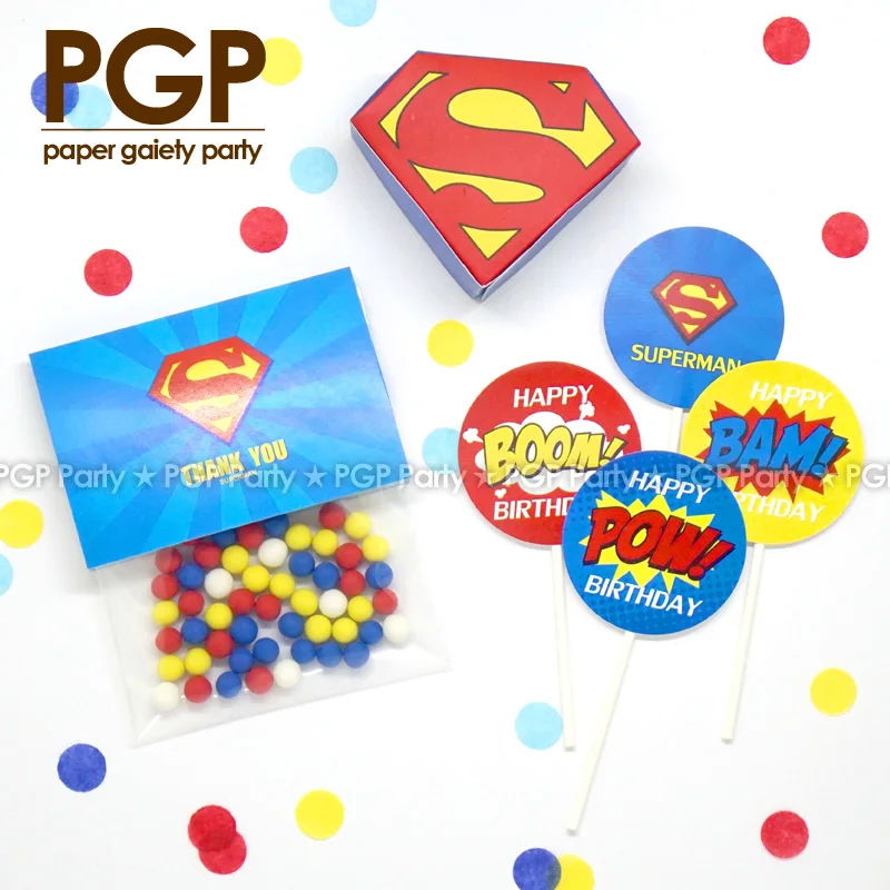 [PGP] супергерой конфеты коробка мешок торт Топпер Супермен Бэтмен Лига