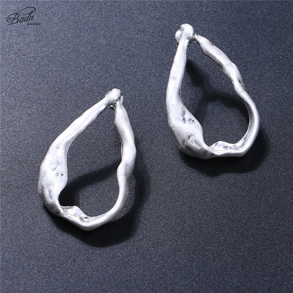 Badu Simple Fashion Earring Geometric Studs for Women Gold Earrings Jewelry Vintage Alloy Hollow Statement Wholesale | Украшения и