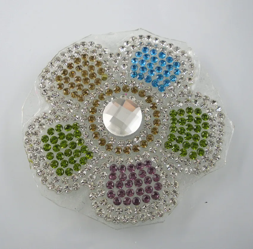 Hotfix iron round glass faceted rhinestones fashion applique fit shoes bag clothing decorations flower shape 1pc TZH02 | Дом и сад