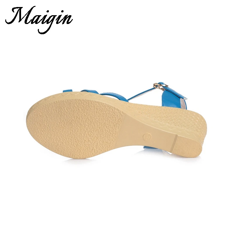Maigin из натуральной кожи Boho сандалии 2018 Новая летняя обувь на танкетке для Для