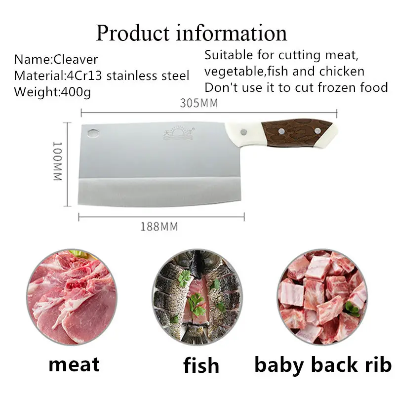 C Нержавеющая сталь Кухня Ножи Пособия по кулинарии нож, нож для фруктов мясо рыбы Тесак мясника Ножи рубящий нож - Цвет: C