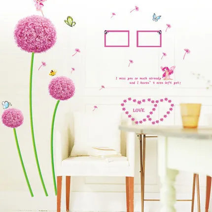 DIY Летающий Одуванчик цветок бабочка настенные наклейки гостиная спальня стены