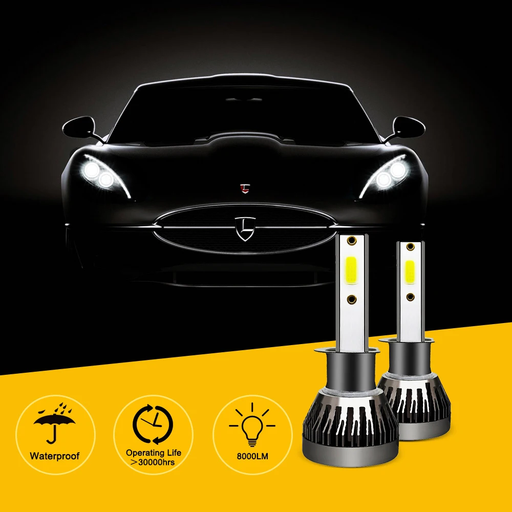 2PCs Mini LED Car Headlight Lamp LED Bulb Super Bright 6000K Driving Bulbs Auto Turbo LED Safety Car Headlight 36W 6000LM