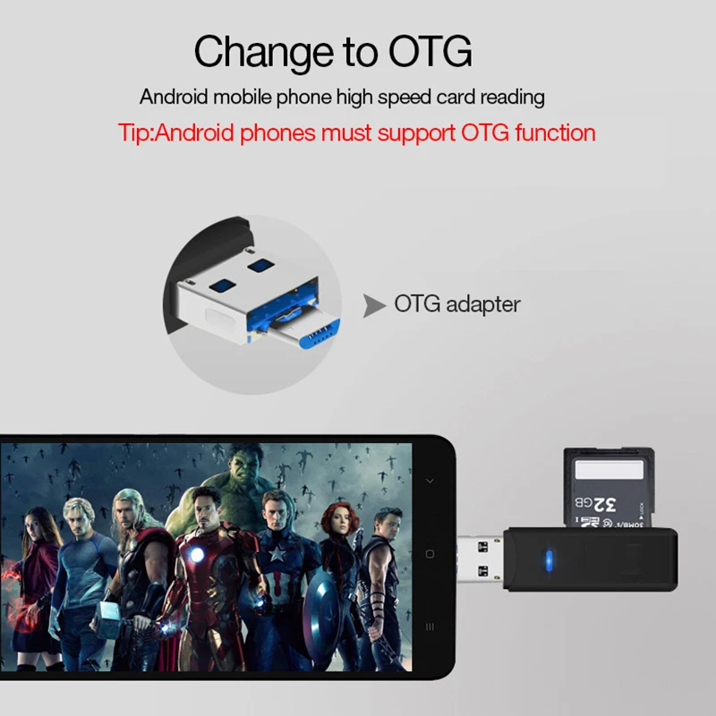 UTHAI C18 мульти-кардридер USB 3,0 SD/Micro SD TF OTG Смарт-карта памяти адаптер для ноутбука USB 3,0 type C кардридер