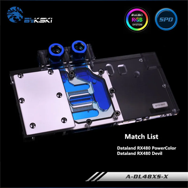 Bykski A-DL48XS-X с полным покрытием GPU водоблок для VGA Dataland PowerColor Devil RX480 RX470 RX580 Видеокарта кулер Heatsin