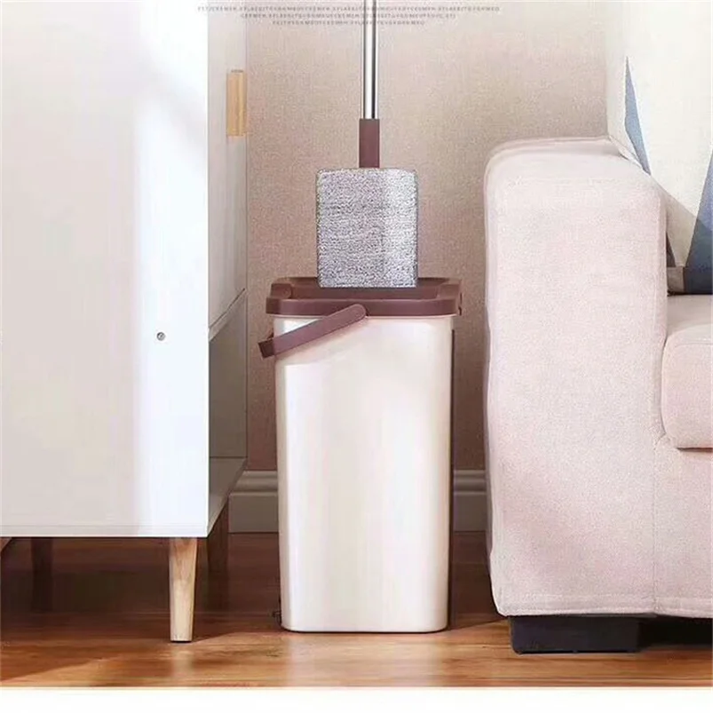 Волшебная Чистящая швабра свободная ручная Швабра из микрофибры с ковшом