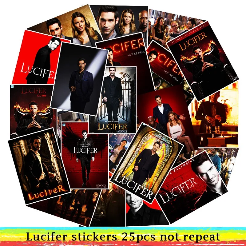 25 шт./лот, водостойкая ТВ-наклейка Lucifer, ПВХ, s для ноутбука, мотоцикла, скейтборда, стикеры для багажа, игрушка, наклейка