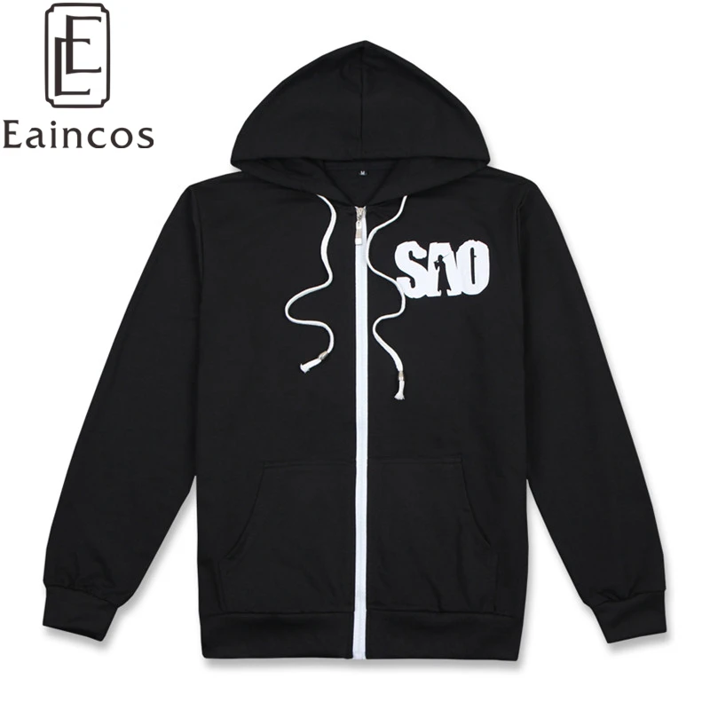 Костюм киригая из аниме Искусство меча онлайн тонкая черная кофта с капюшоном