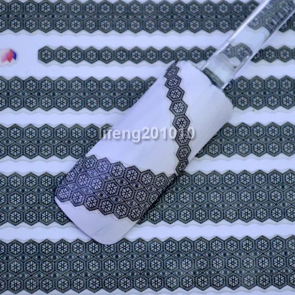 Новинка 2016 черный кружевной дизайн стикеры 3D на ногти Nail Art Наклейки для ногтей