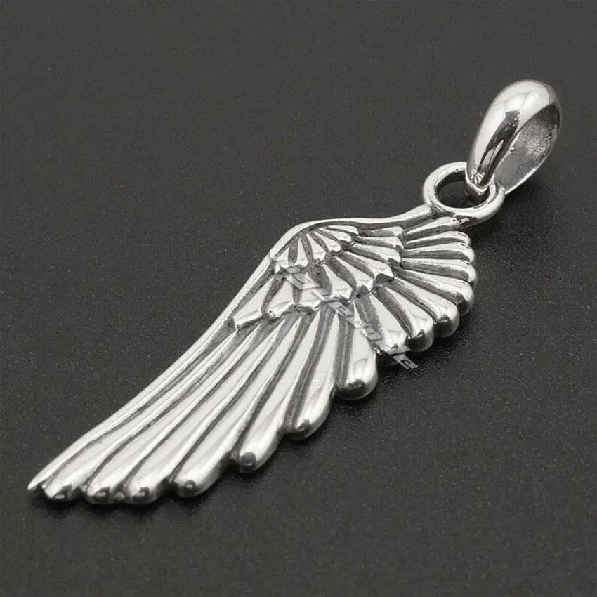 

LINSION Angel Bird Wing Feather 925 Sterling Silver Charms Pendant 8A011